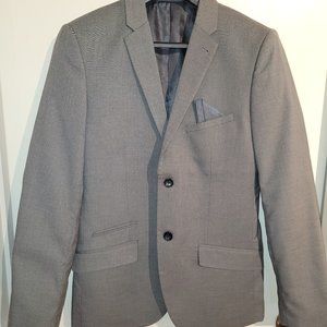 Small Light Gray Paisley & Gray Slim Fit Blazer